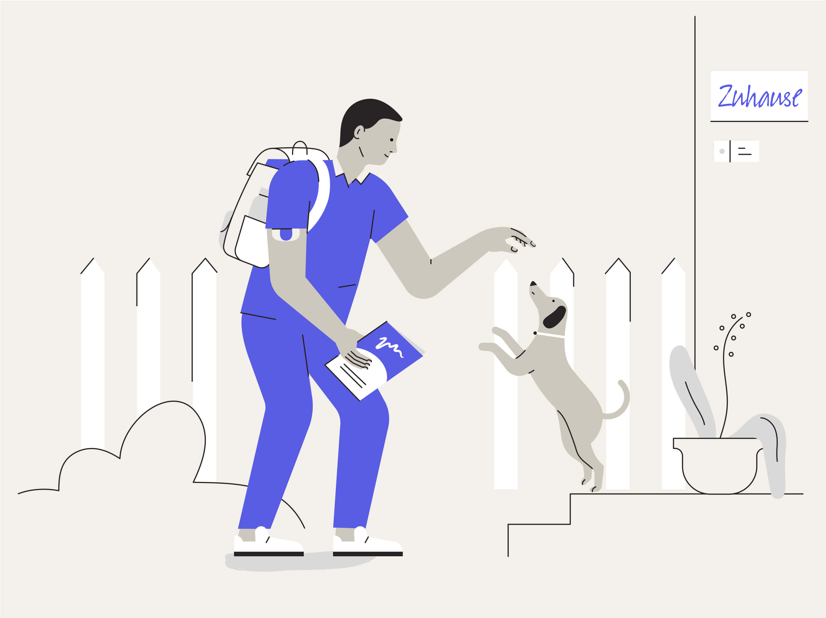 Glücklicher Eversense CGM Benutzer belohnt Hund mit einem Leckerli.